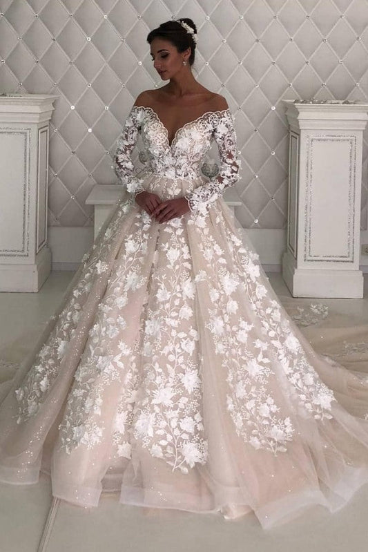 Lange Ärmel Spitze Designer Brautkleid Ärmel