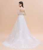 Luxury Beaded Lace Mermaid Wedding Dresses Tulle Appliques Bride Dresses with Detachable Train