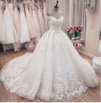 Luxury Long A-Line Off the Shoulder Lace Wedding Dresses