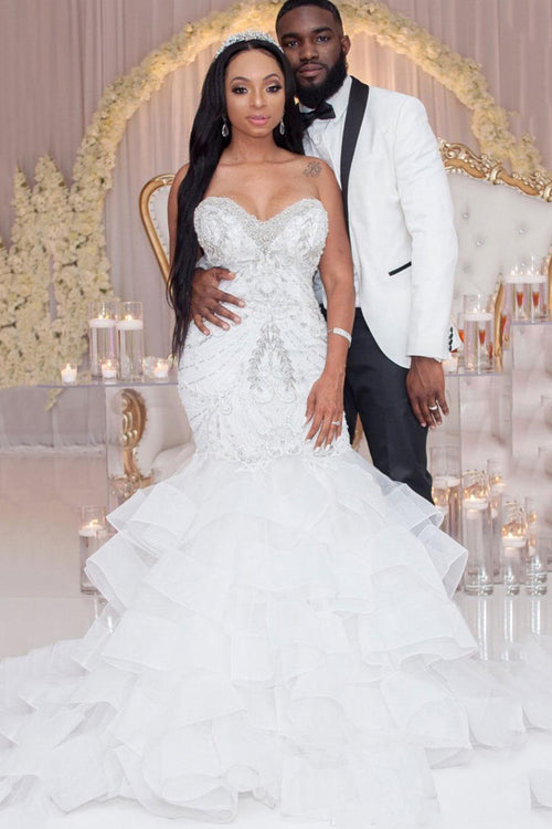 beaded crystal wedding dress Luxury Long Mermaid Sweetheart Strapless Ruffles Ladivine Bridal Neckline Minimalist Black Midi Dress Zendaya Short Black Satin Color:Black