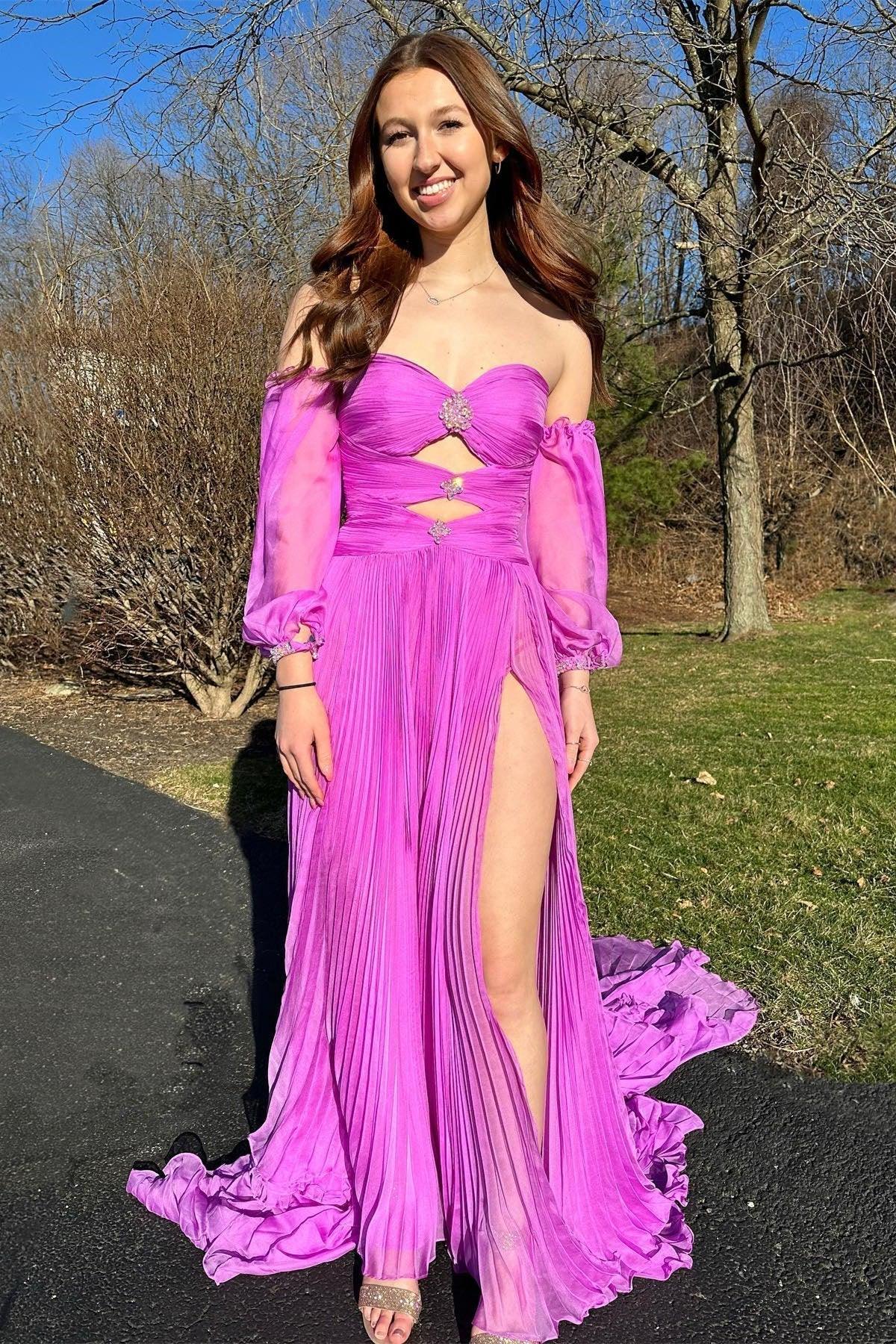 Ana | Robe de bal bustier en ligne A vert chasseur ornée de strass avec manches