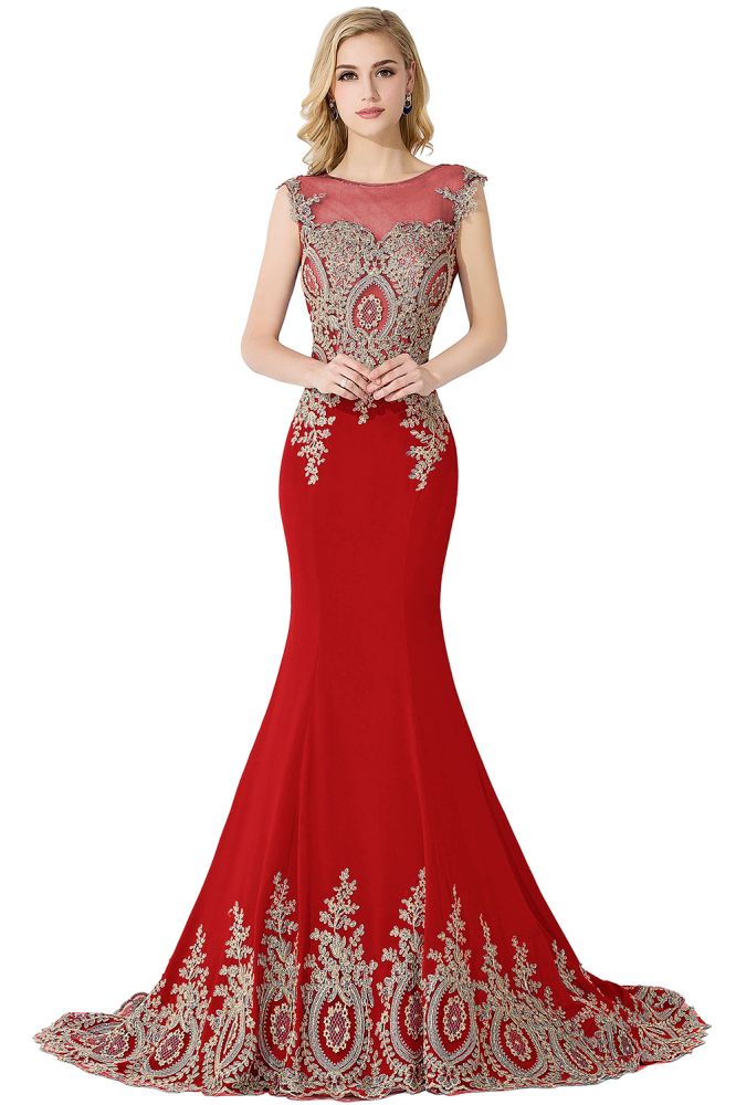 Mermaid Appliques Court Train Chiffon Evening Dress