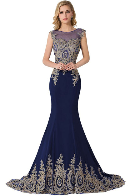 Meerjungfrau Applikationen Hofschleppe Chiffon Abendkleid