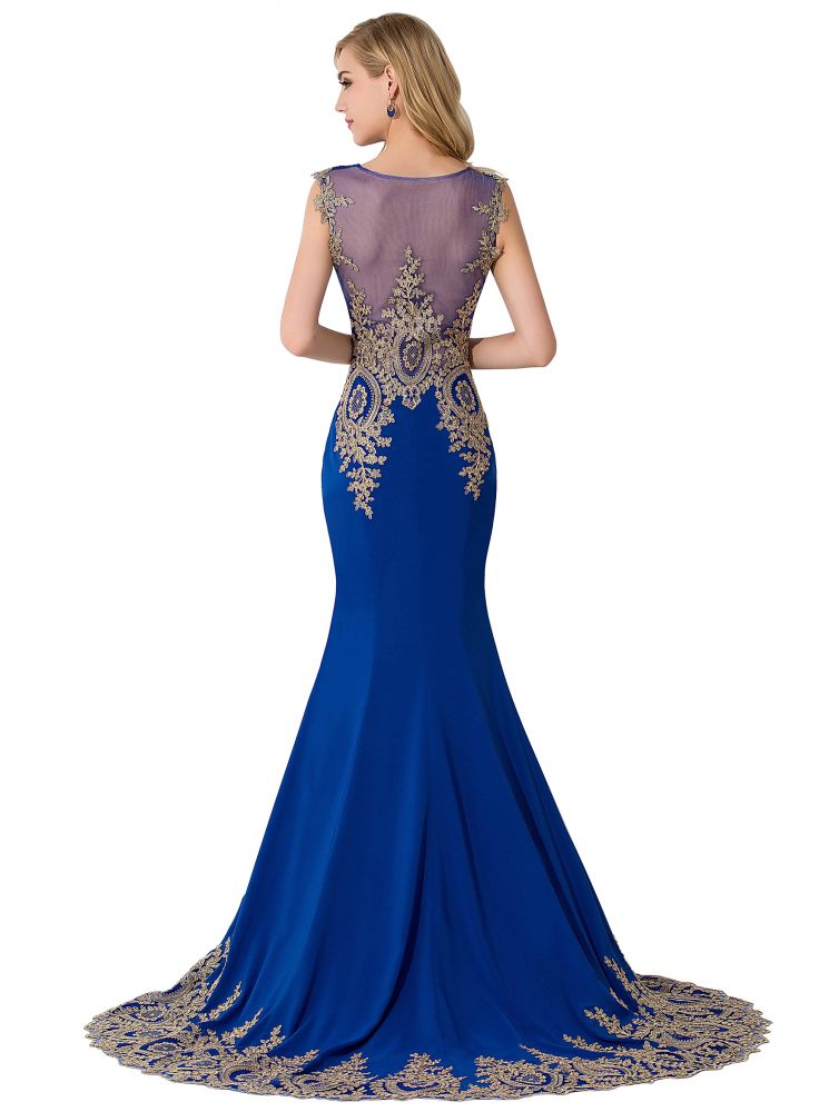 Mermaid Appliques Court Train Chiffon Evening Dress