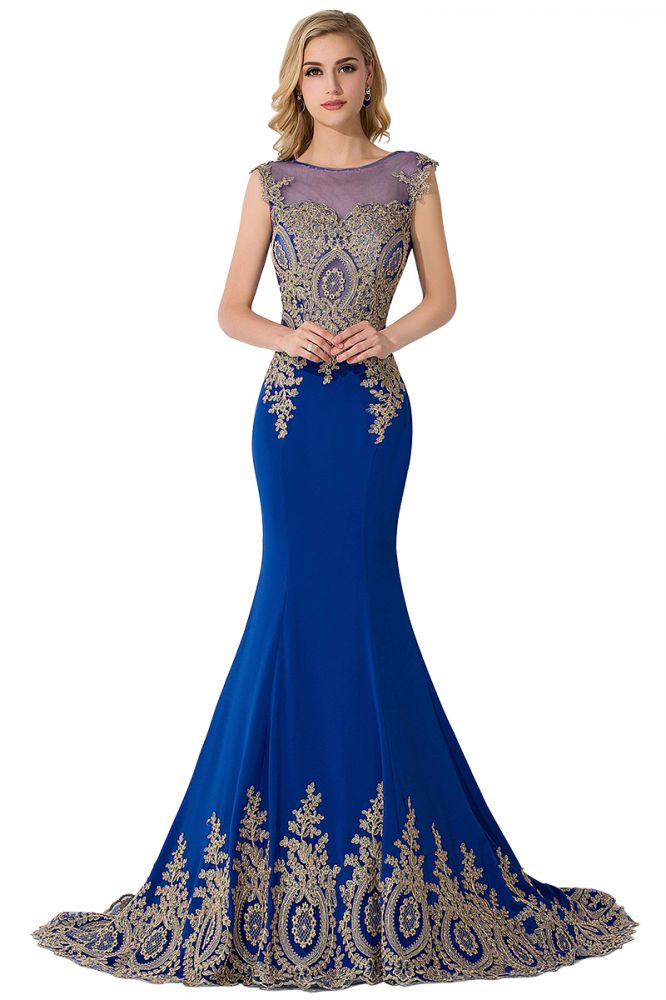 Mermaid Appliques Court Train Chiffon Evening Dress