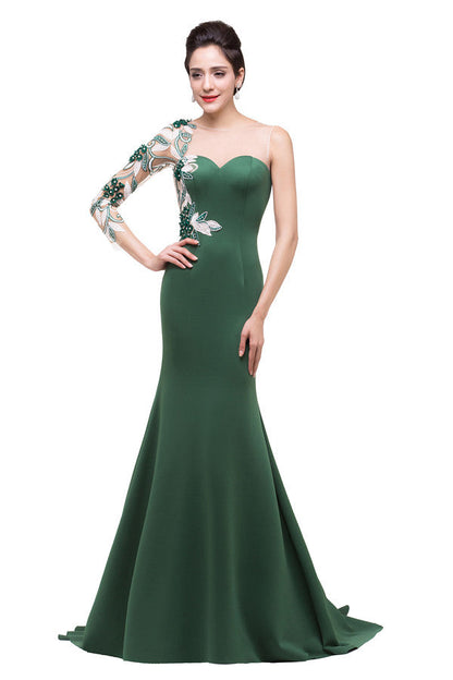 Mermaid  Bateau Floor-length One-Shoulder Prom Dresses