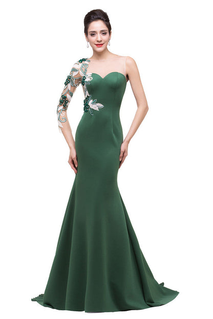 Mermaid  Bateau Floor-length One-Shoulder Prom Dresses