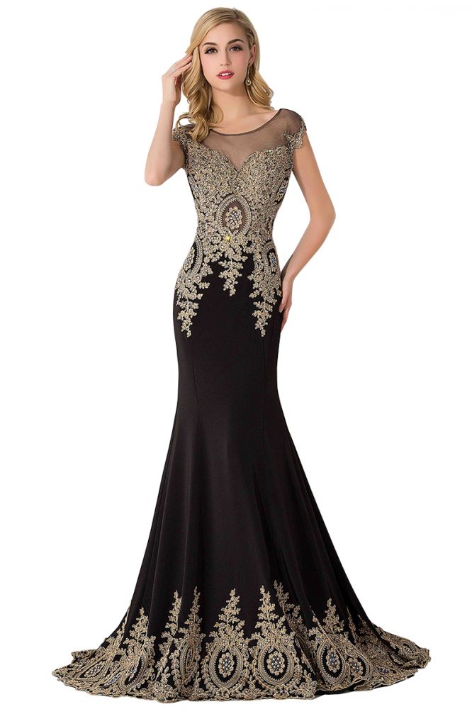 Mermaid Court Train Chiffon Evening Dress with Appliques
