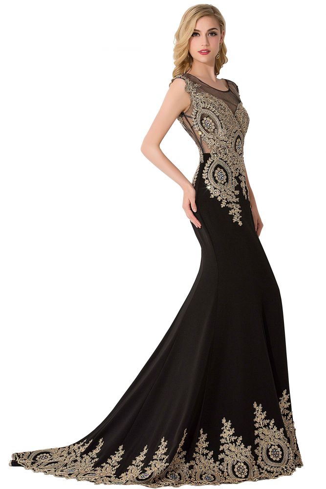 Mermaid Court Train Chiffon Evening Dress with Appliques