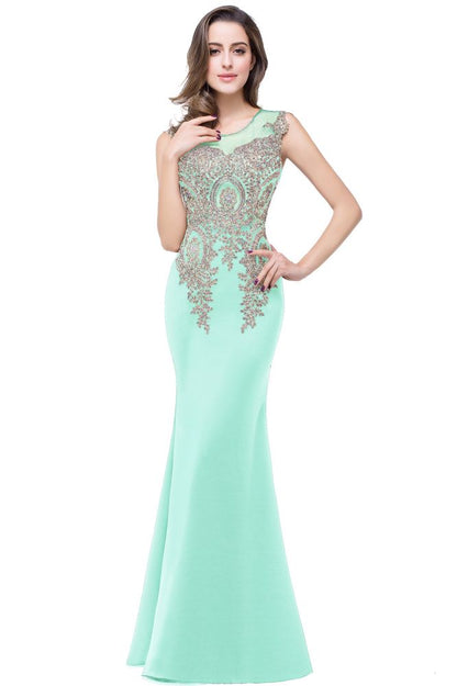 Mermaid Floor-length Chiffon Evening Dress with Appliques