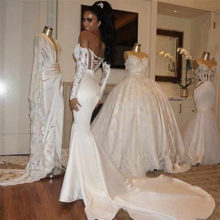 Vestido de noiva sereia recém-chegado, com cadarço, estilo coração, para noivas