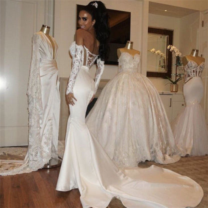 Vestido de noiva sereia recém-chegado, com cadarço, estilo coração, para noivas