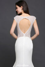Mermaid Scoop White Chiffon Beadings Evening Dress