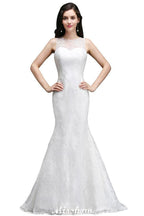 Mermaid Sweep Train Lace New Arrival Wedding Dresses with Buttons