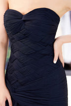 Mermaid Sweetheart Strapless Draped Tulle Long Evening Dress