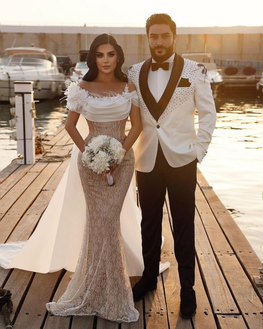 Modern Off-the-shoulder Mermaid Wedding Dresses with Lace