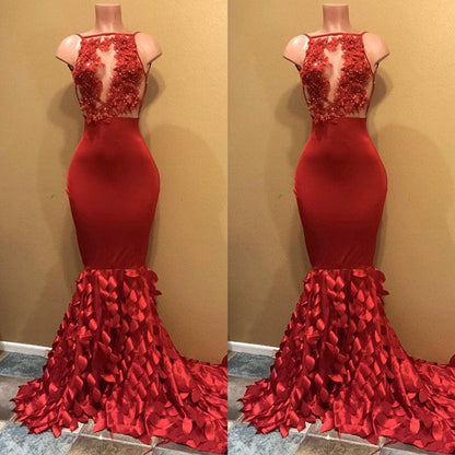 Vestido de fiesta modesto de sirena sin mangas 