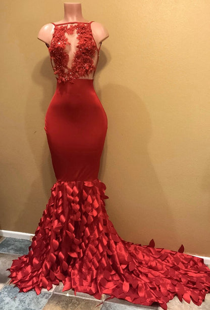 Vestido de fiesta modesto de sirena sin mangas 