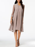 Mother Of The Bride Knee Length Dress Sheath And Jewel Neckline