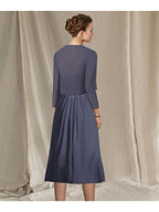 V Neck A Line Princess Tea Length Dresses For Mother Of The Bride