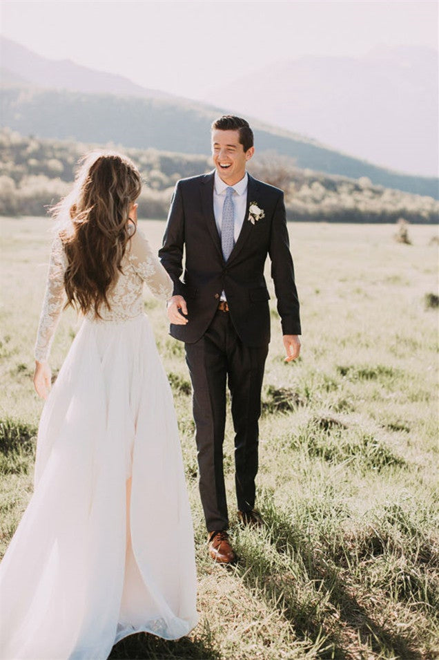 New Arrival Long Sleeves Tulle Wedding Dress Appliques Bridal Wears