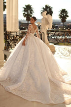 Edles Herzausschnitt 3/4 Ärmel Ballkleid Spitze Brautkleid Strass