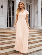 فستان وصيفة العروس من شيفون نمبرسيا بأكمام قصيرة، فساتين سهرة طويلة للحفلات والزفاف، فساتين أم العروس للنساء SEA28047