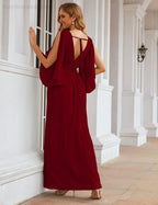 Robes de demoiselle d'honneur en mousseline Numbersea avec fente pour femmes Mariage Longue robe de soirée à manches volantes SEA28045