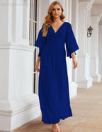 Robes de demoiselle d'honneur en mousseline Numbersea avec fente pour femmes Mariage Longue robe de soirée à manches volantes SEA28045