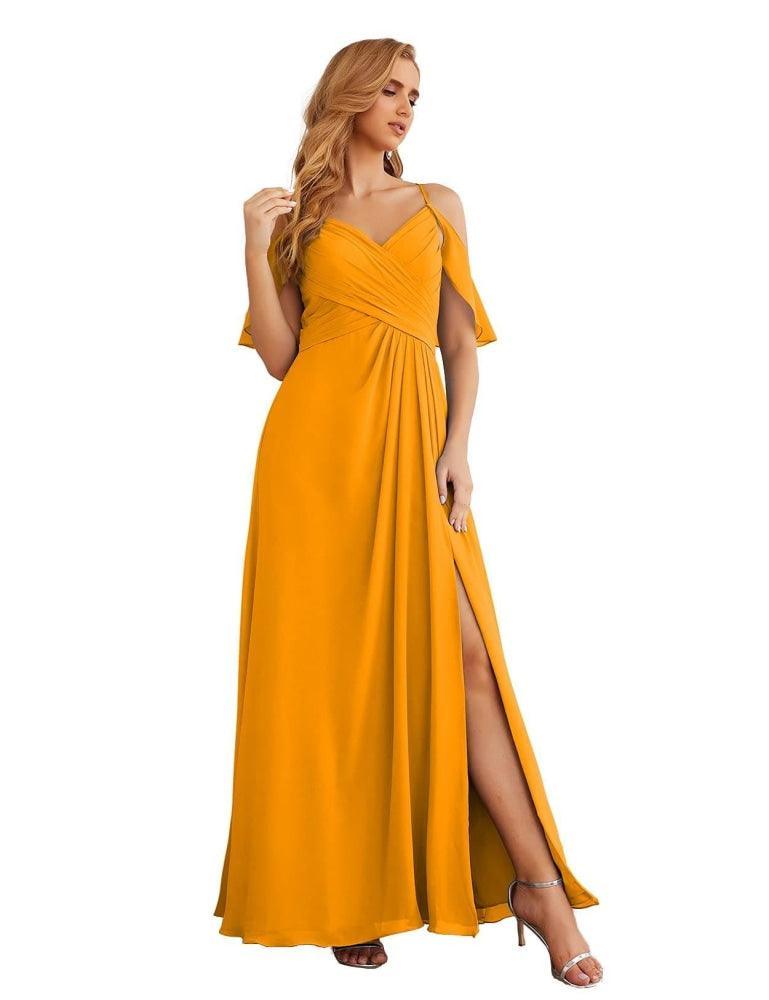 Vestidos longos de dama de honor em chiffon com ombros descobertos Numbersea, tamanhos grandes, vestidos formais de baile para mulher, festa e casamento SEA28070
