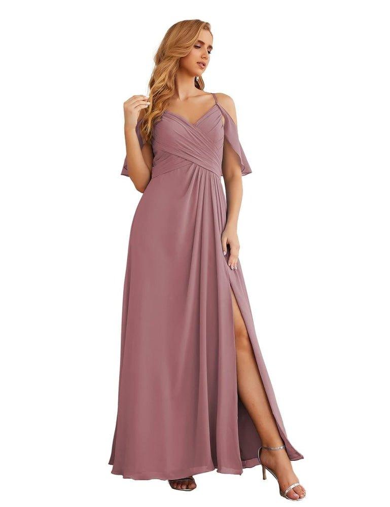 Vestidos longos de dama de honor em chiffon com ombros descobertos Numbersea, tamanhos grandes, vestidos formais de baile para mulher, festa e casamento SEA28070