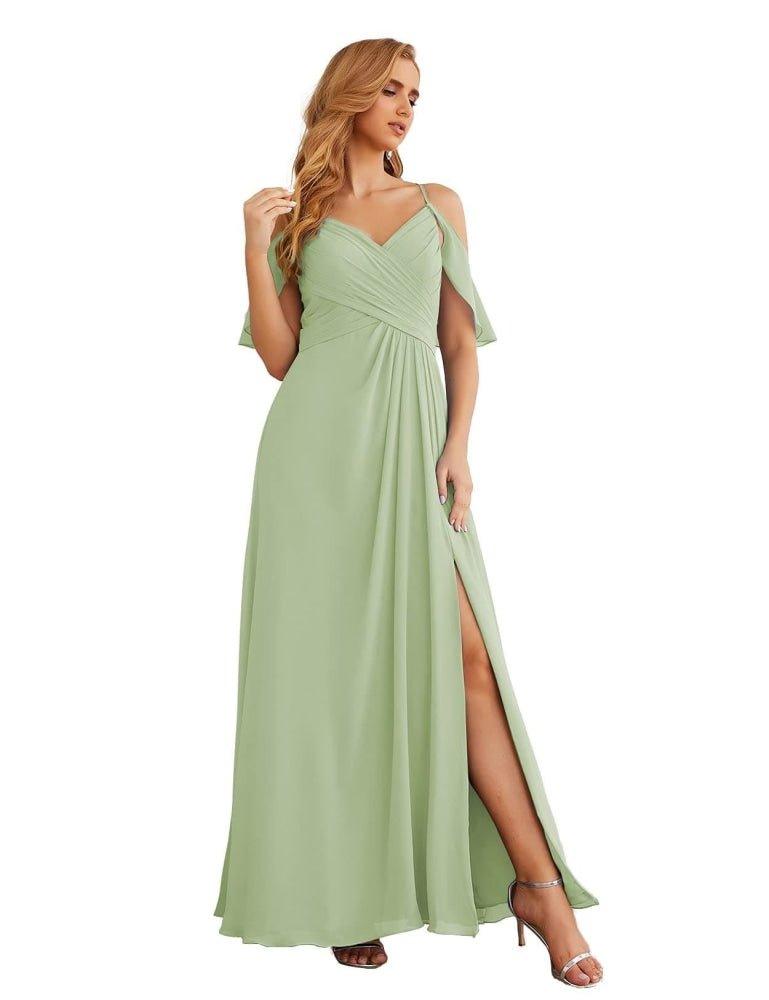 Vestidos longos de dama de honor em chiffon com ombros descobertos Numbersea, tamanhos grandes, vestidos formais de baile para mulher, festa e casamento SEA28070