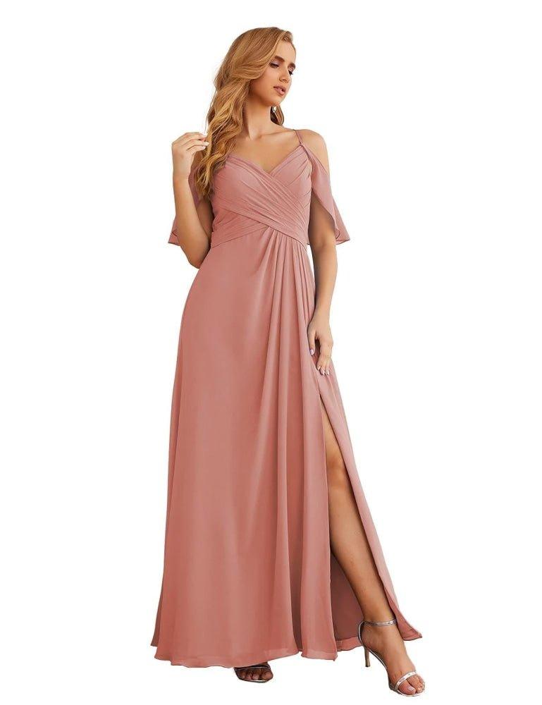 Vestidos longos de dama de honor em chiffon com ombros descobertos Numbersea, tamanhos grandes, vestidos formais de baile para mulher, festa e casamento SEA28070