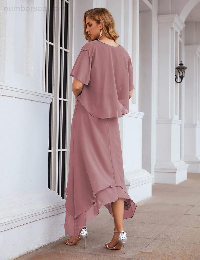 Vestidos de Noiva para Mães de Tamanho Grande em Chiffon com Casaco, Vestidos Formais para Casamento SEA28073