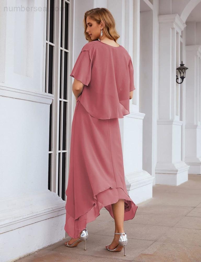 Vestidos de Noiva para Mães de Tamanho Grande em Chiffon com Casaco, Vestidos Formais para Casamento SEA28073
