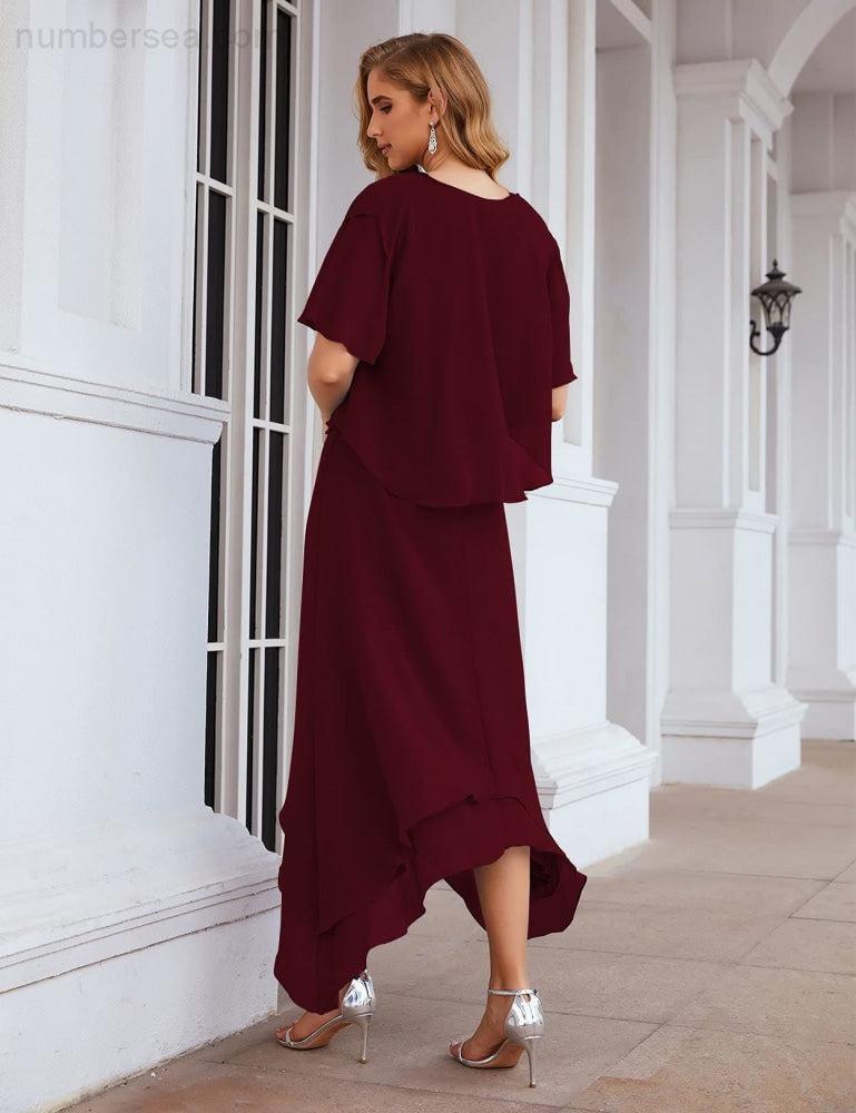 Vestidos de Noiva para Mães de Tamanho Grande em Chiffon com Casaco, Vestidos Formais para Casamento SEA28073