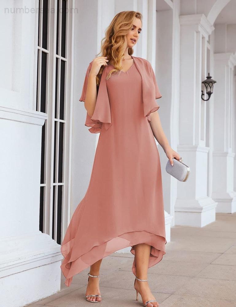 Vestidos de Noiva para Mães de Tamanho Grande em Chiffon com Casaco, Vestidos Formais para Casamento SEA28073
