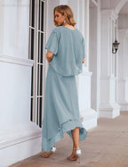Vestidos de Noiva para Mães de Tamanho Grande em Chiffon com Casaco, Vestidos Formais para Casamento SEA28073