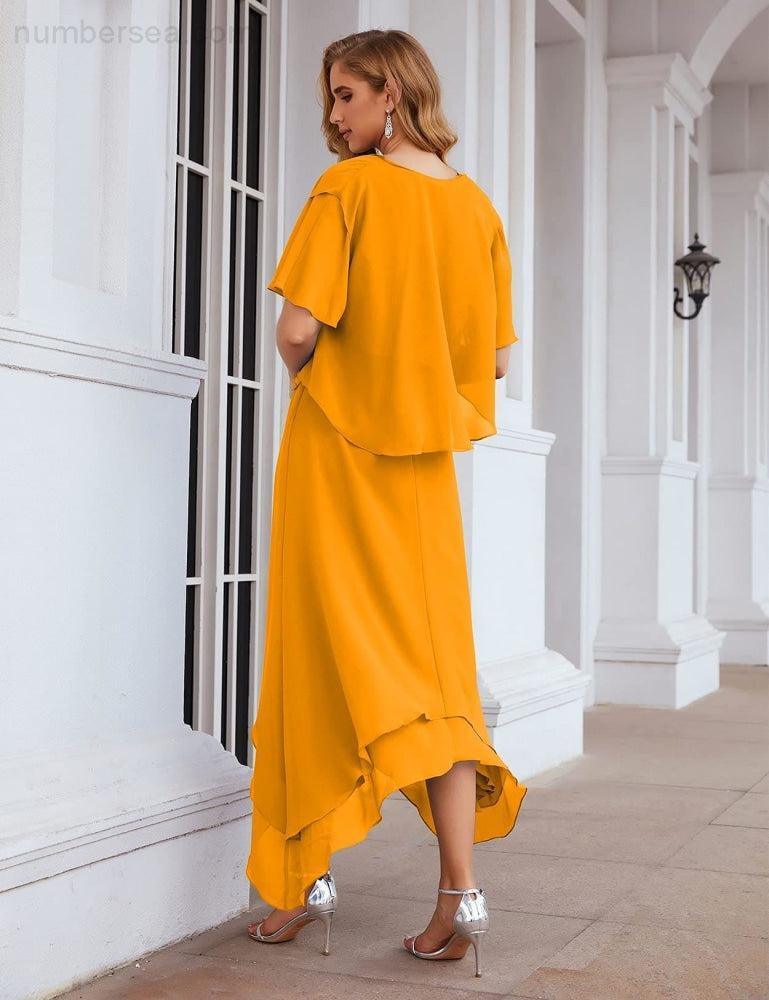 Vestidos de Noiva para Mães de Tamanho Grande em Chiffon com Casaco, Vestidos Formais para Casamento SEA28073