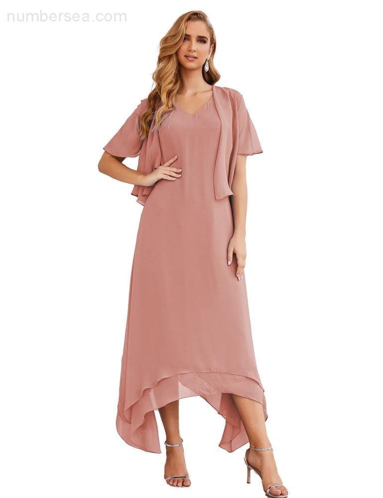Vestidos de Noiva para Mães de Tamanho Grande em Chiffon com Casaco, Vestidos Formais para Casamento SEA28073