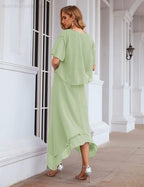 Vestidos de Noiva para Mães de Tamanho Grande em Chiffon com Casaco, Vestidos Formais para Casamento SEA28073