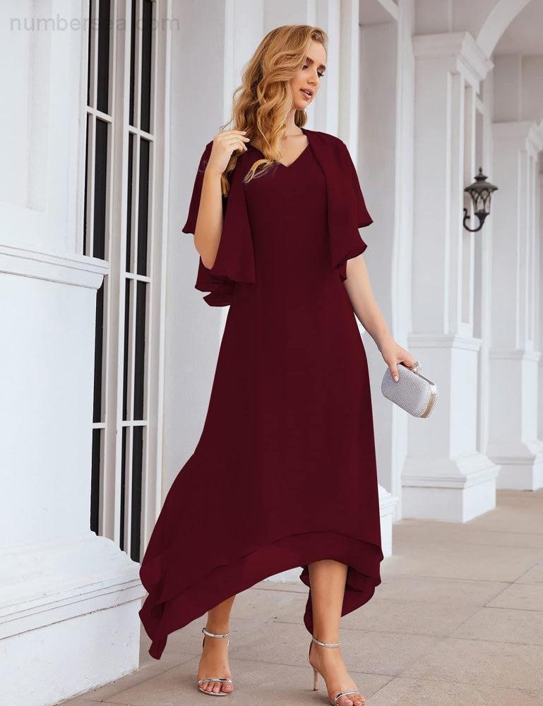 Vestidos de Noiva para Mães de Tamanho Grande em Chiffon com Casaco, Vestidos Formais para Casamento SEA28073