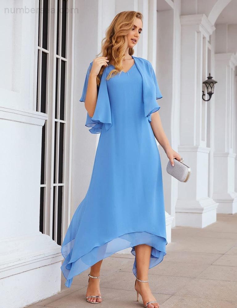 Vestidos de Noiva para Mães de Tamanho Grande em Chiffon com Casaco, Vestidos Formais para Casamento SEA28073