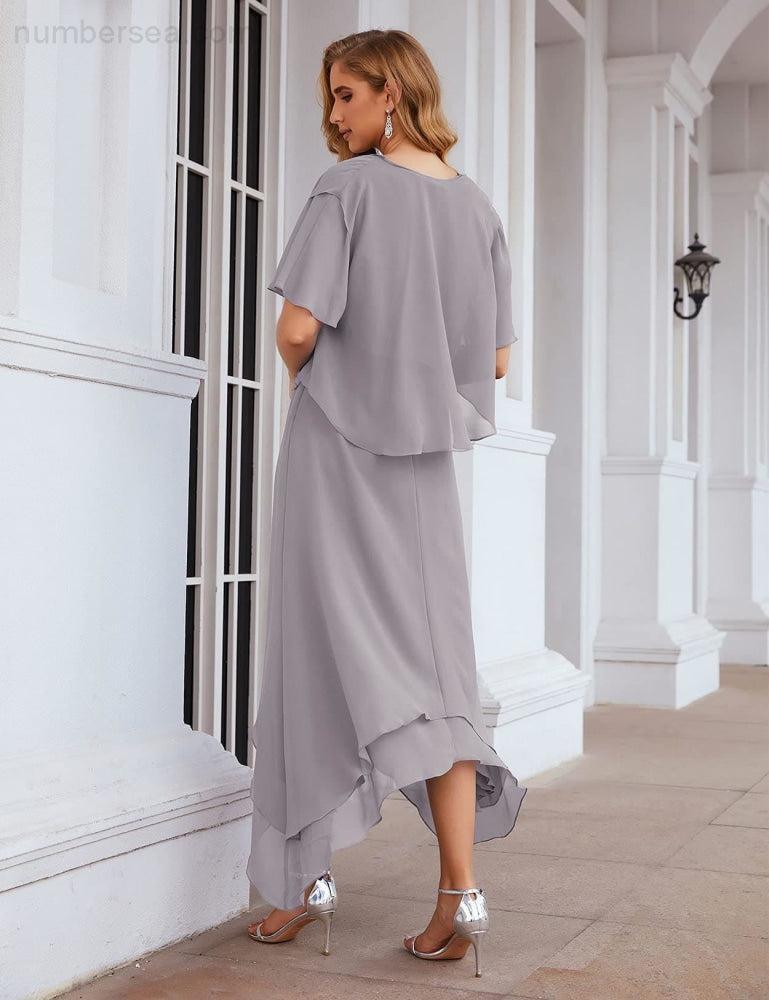 Vestidos de Noiva para Mães de Tamanho Grande em Chiffon com Casaco, Vestidos Formais para Casamento SEA28073