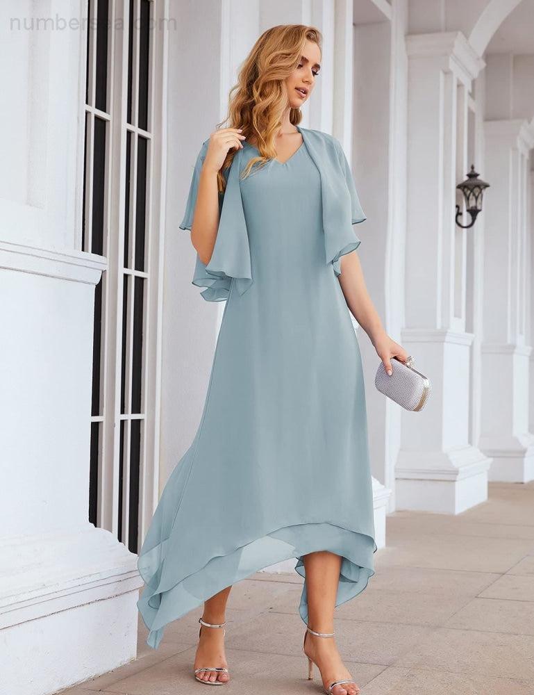 Vestidos de Noiva para Mães de Tamanho Grande em Chiffon com Casaco, Vestidos Formais para Casamento SEA28073