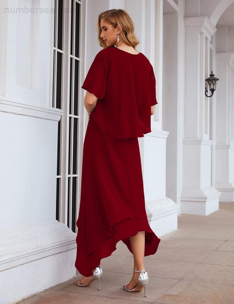 Vestidos de Noiva para Mães de Tamanho Grande em Chiffon com Casaco, Vestidos Formais para Casamento SEA28073