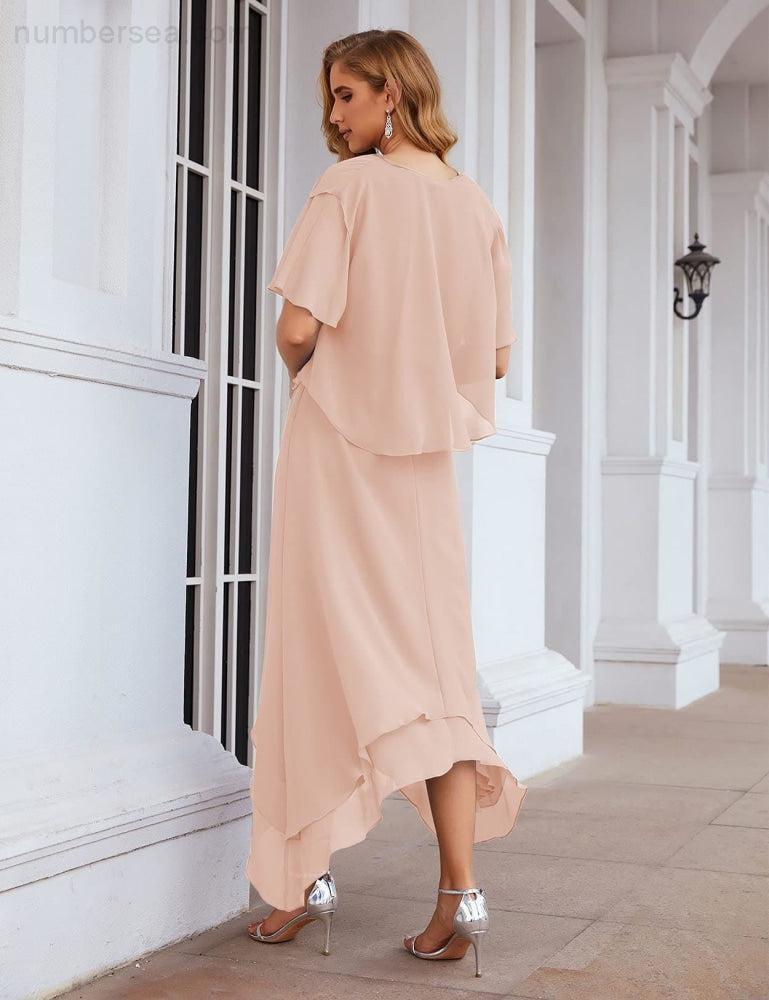 Vestidos de Noiva para Mães de Tamanho Grande em Chiffon com Casaco, Vestidos Formais para Casamento SEA28073