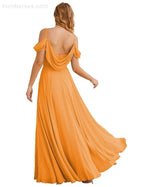 Abito da Sposa in Chiffon con Spalle Scoperte, Lungo e Maxi, per Damigelle, Cerimonia, Ballo e Feste per Donne  SEA28059