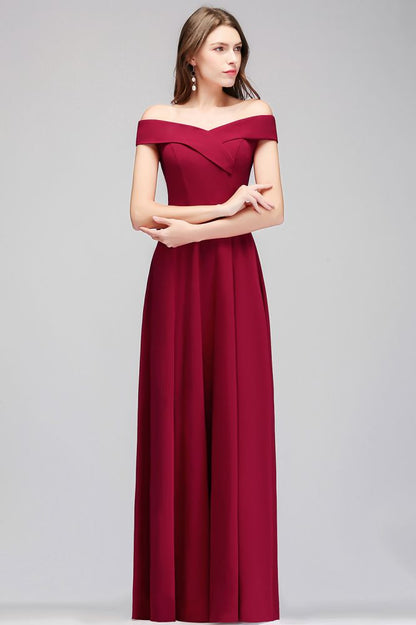 Bodenlanges, schulterfreies, burgunderrotes Partykleid