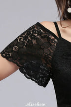 Abito da damigella d'onore senza spalline, lungo fino a terra, a linea ad A, in chiffon e pizzo, con scollo a V per il ballo di fine anno